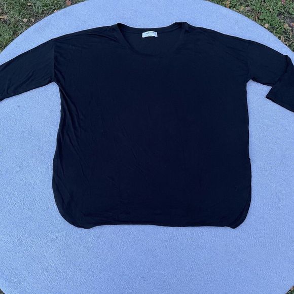 Babaton Aritzia Norris Shirt Women's Size Large Black 3/4 Sleeve Side Slits Top - Picture 5 of 15